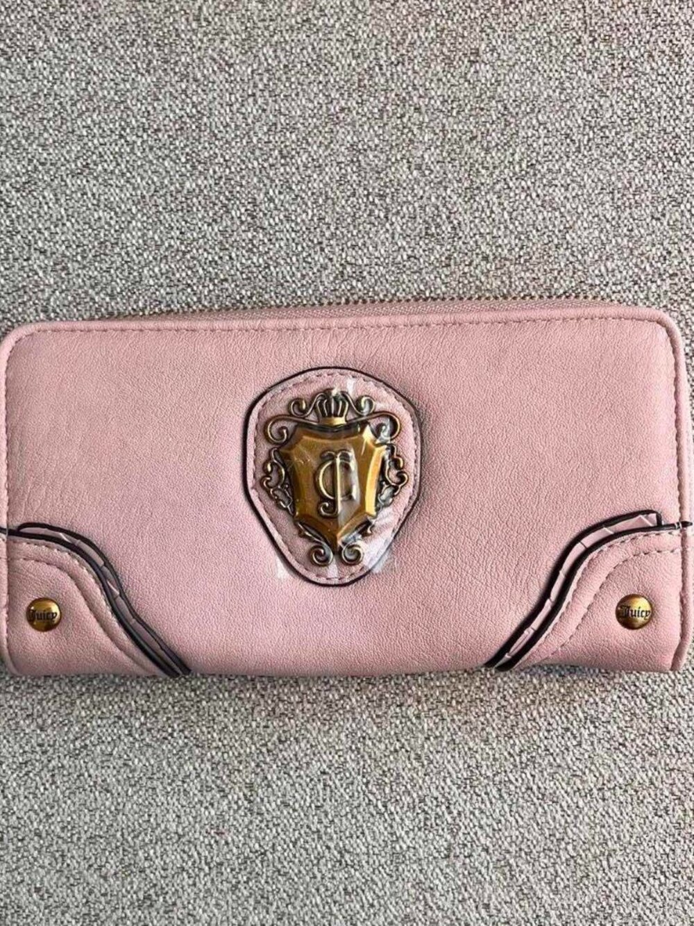 juicy couture romance single zip around wallet in dusty blush pink y2k NWT